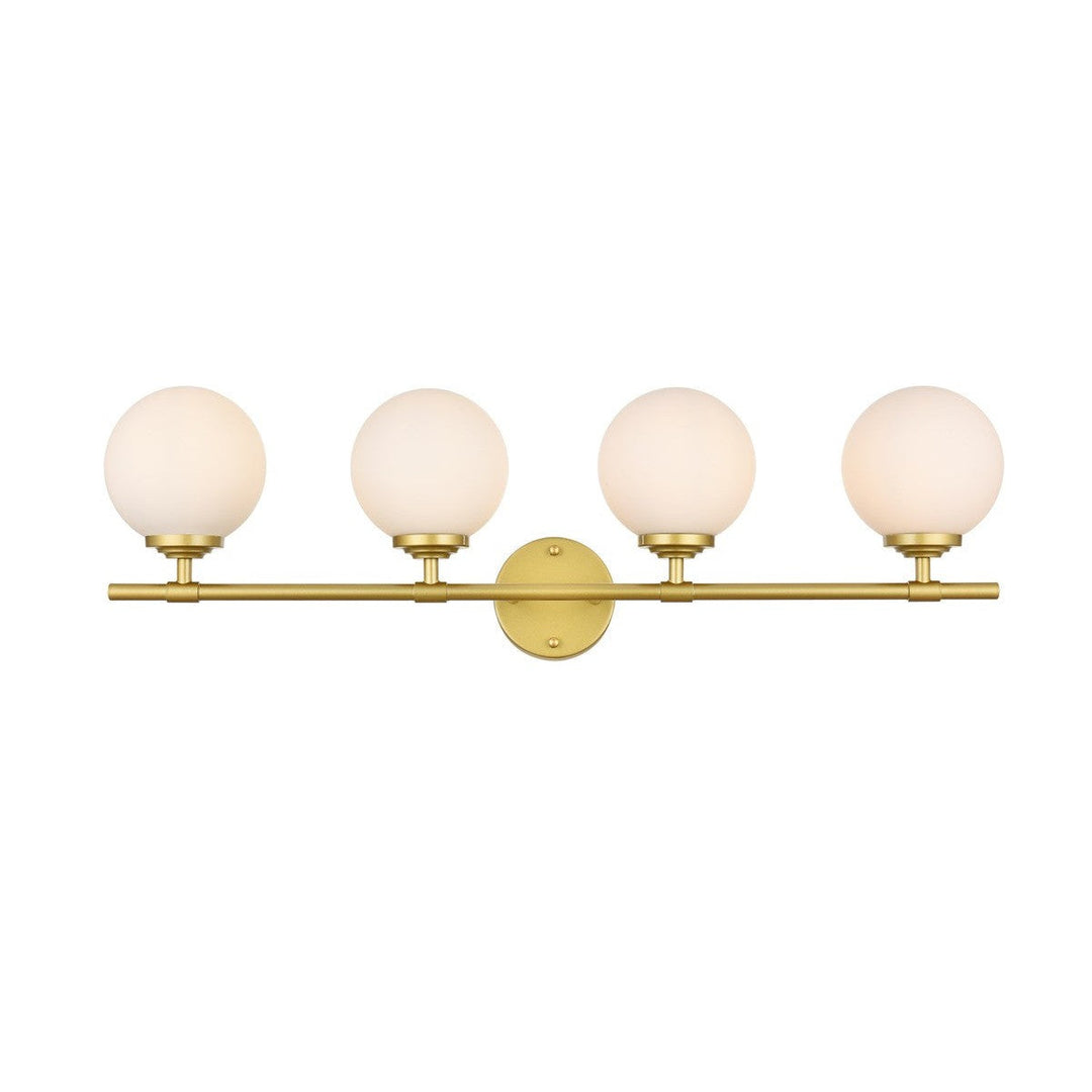 Elegant Ansley LD7301W33BRA Bath Vanity Light 33 in. wide - Brass And Frosted White