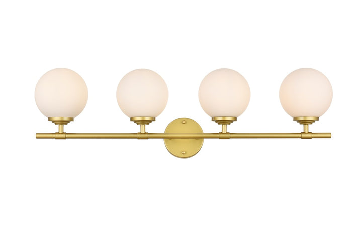 Elegant Ansley LD7301W33BRA Bath Vanity Light 33 in. wide - Brass And Frosted White