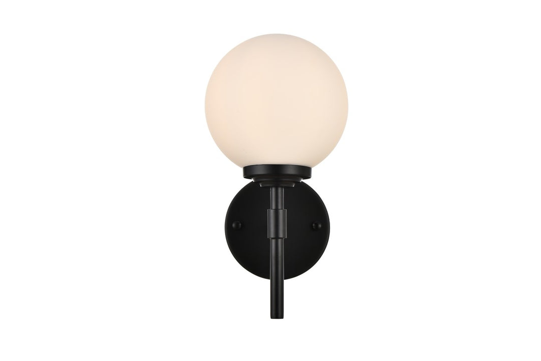 Elegant Ansley LD7301W6BLK Bath Vanity Light 6 in. wide - Black And Frosted White