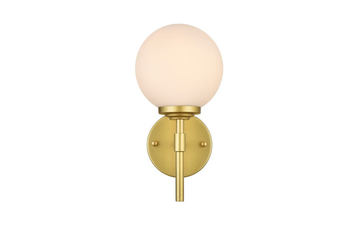 Elegant Ansley LD7301W6BRA Bath Vanity Light 6 in. wide - Brass And Frosted White