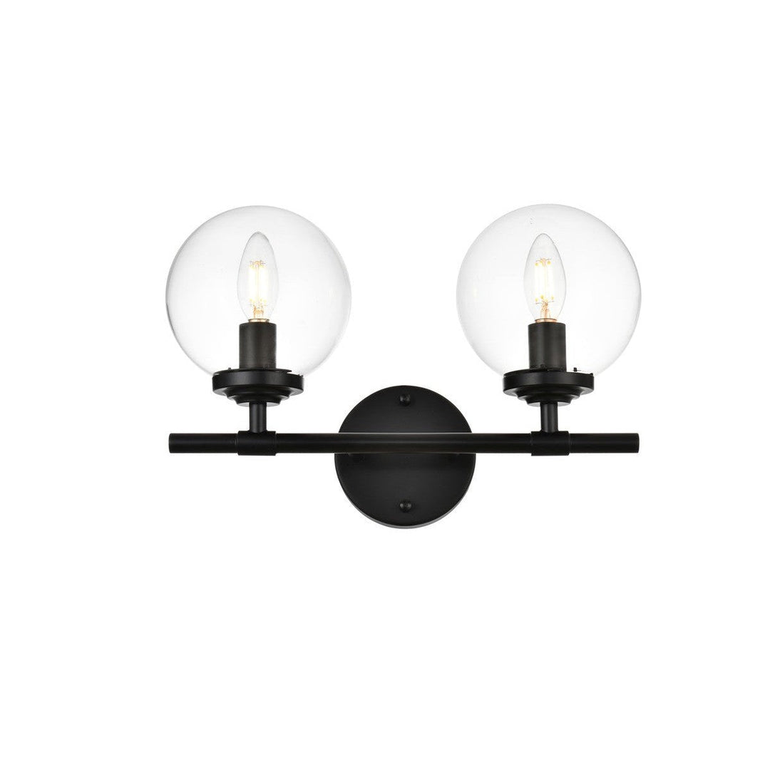 Elegant Ingrid LD7302W15BLK Bath Vanity Light 15 in. wide - Black And Clear