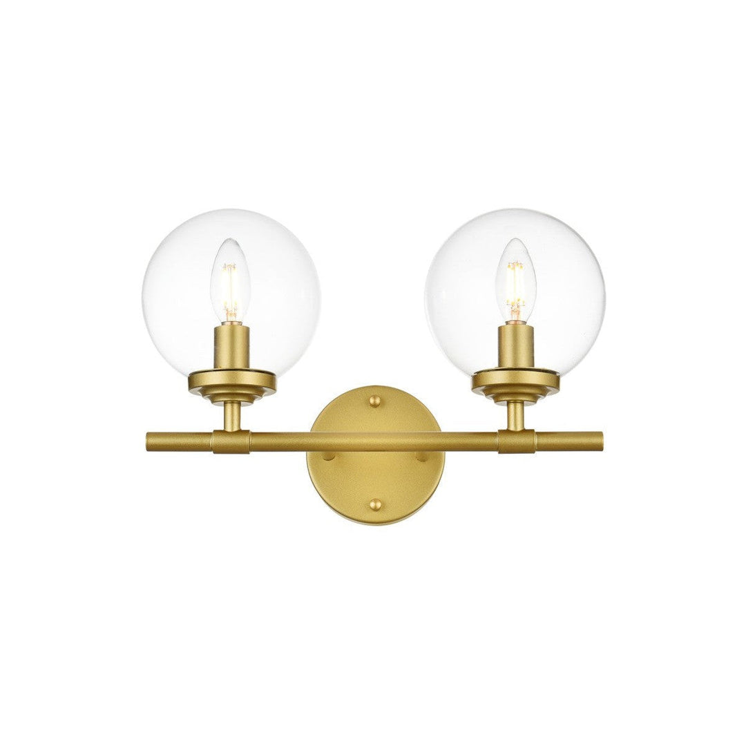 Elegant Ingrid LD7302W15BRA Bath Vanity Light 15 in. wide - Brass And Clear