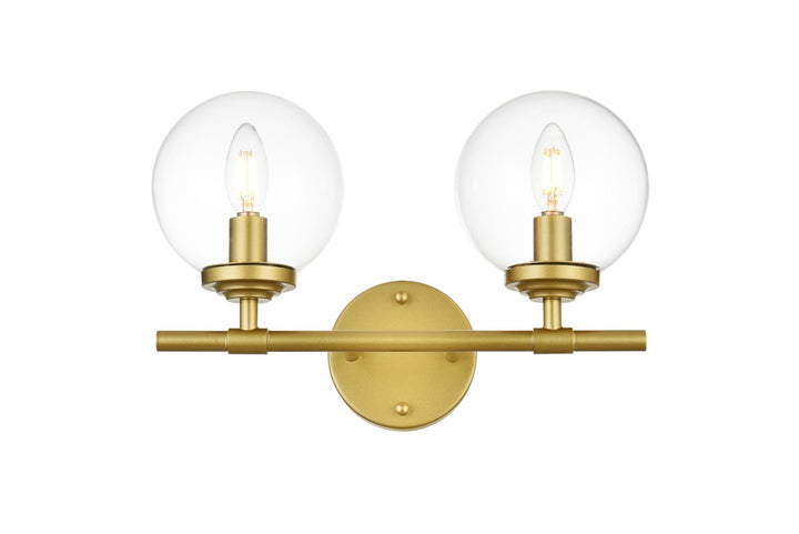 Elegant Ingrid LD7302W15BRA Bath Vanity Light 15 in. wide - Brass And Clear