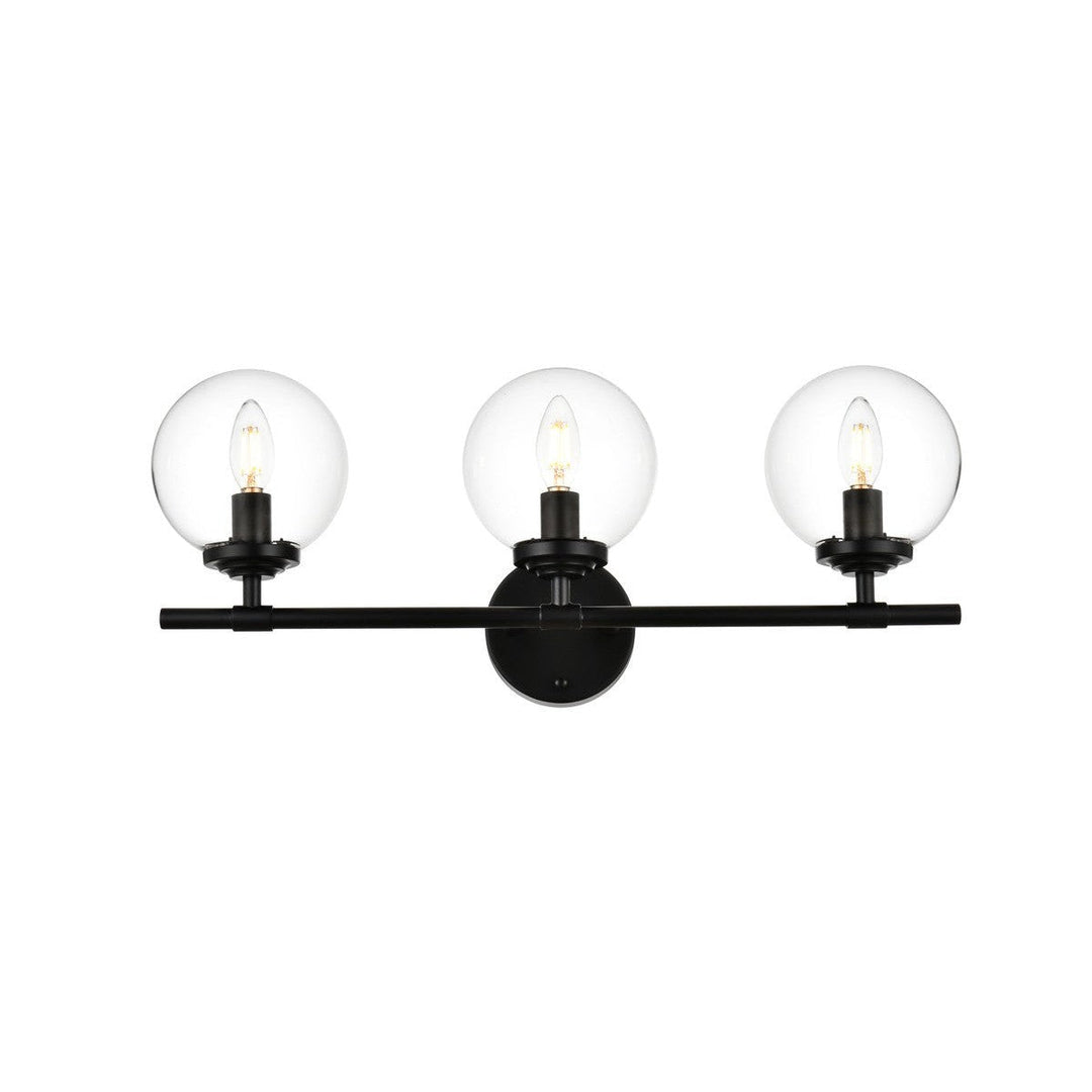 Elegant Ingrid LD7302W24BLK Bath Vanity Light 24 in. wide - Black And Clear