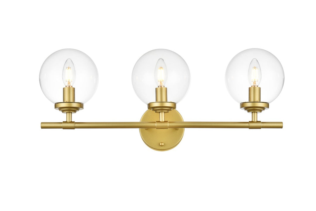 Elegant Ingrid LD7302W24BRA Bath Vanity Light 24 in. wide - Brass And Clear