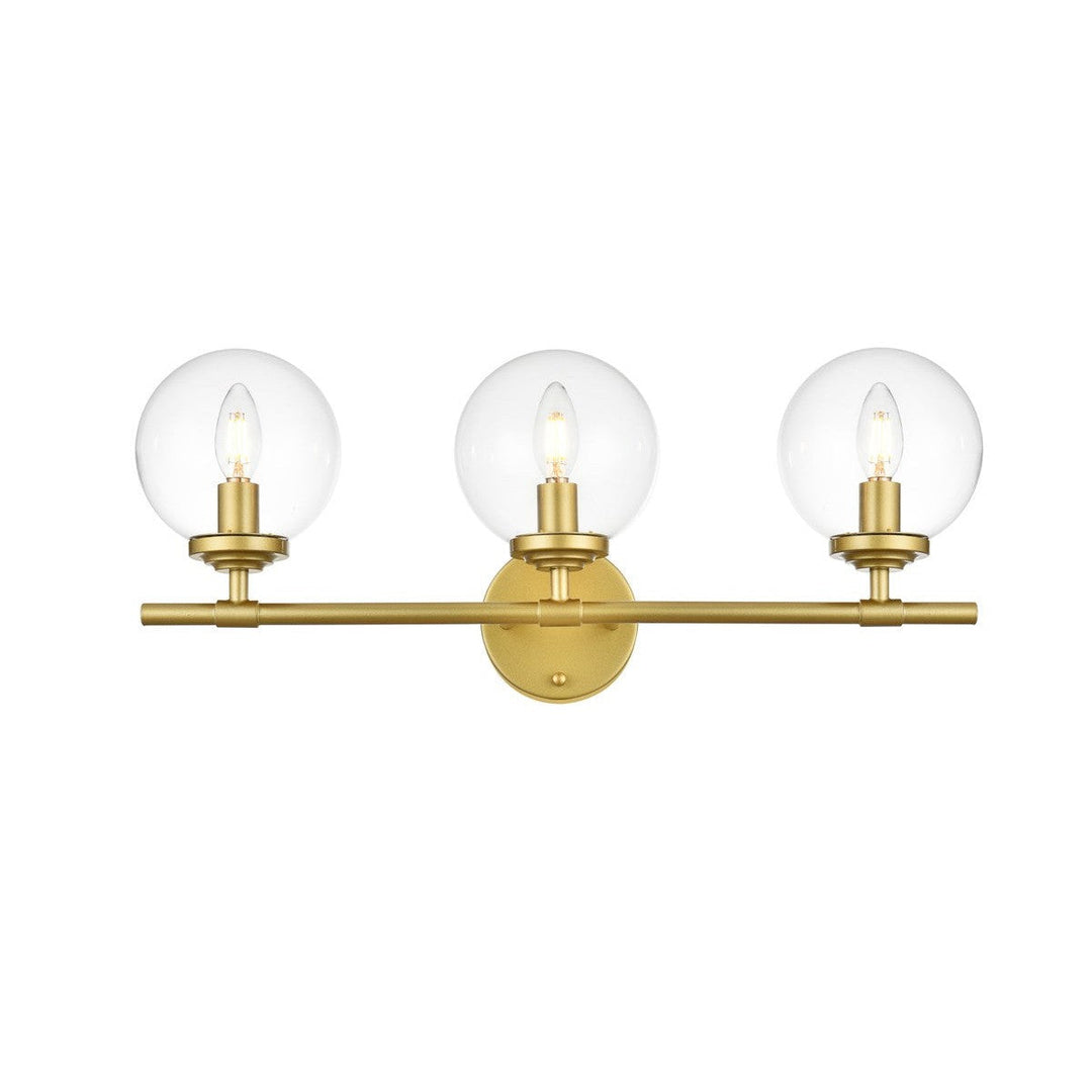 Elegant Ingrid LD7302W24BRA Bath Vanity Light 24 in. wide - Brass And Clear