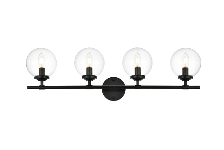 Elegant Ingrid LD7302W33BLK Bath Vanity Light 33 in. wide - Black And Clear