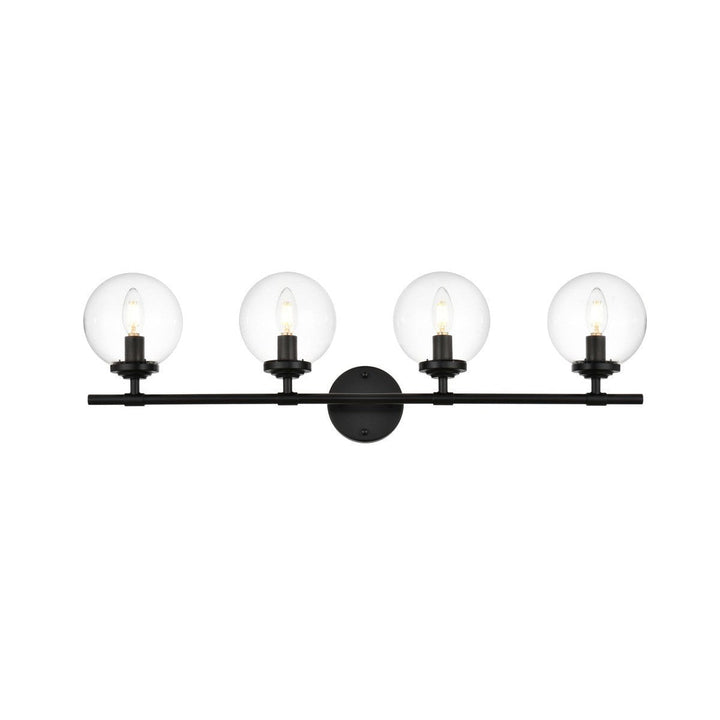 Elegant Ingrid LD7302W33BLK Bath Vanity Light 33 in. wide - Black And Clear