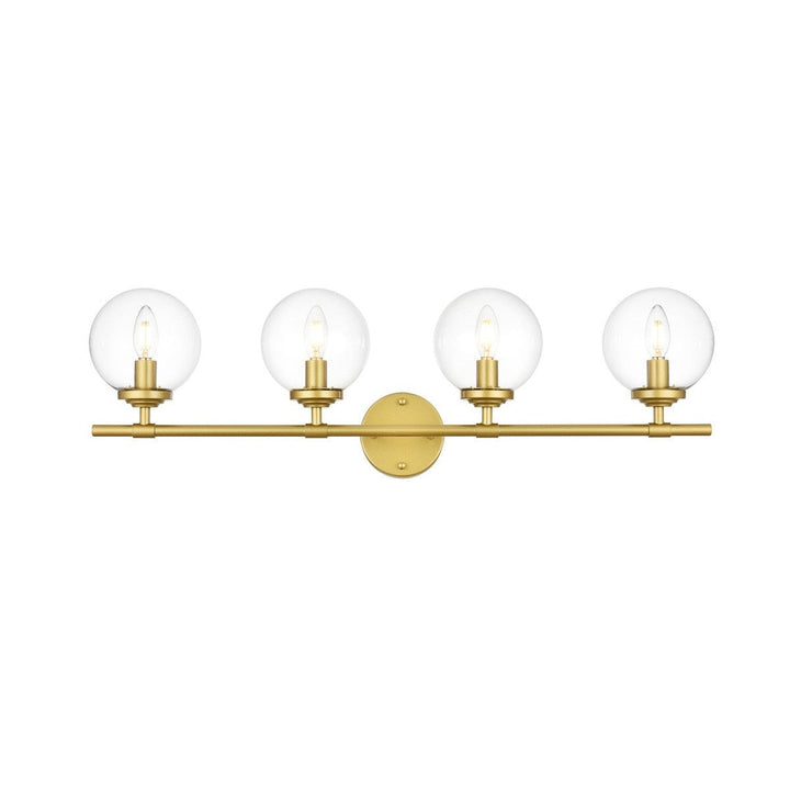 Elegant Ingrid LD7302W33BRA Bath Vanity Light 33 in. wide - Brass And Clear