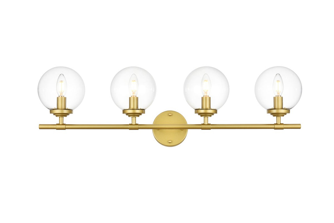 Elegant Ingrid LD7302W33BRA Bath Vanity Light 33 in. wide - Brass And Clear