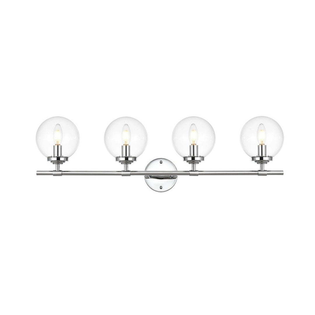 Elegant Ingrid LD7302W33CH Bath Vanity Light 33 in. wide - Chrome And Clear