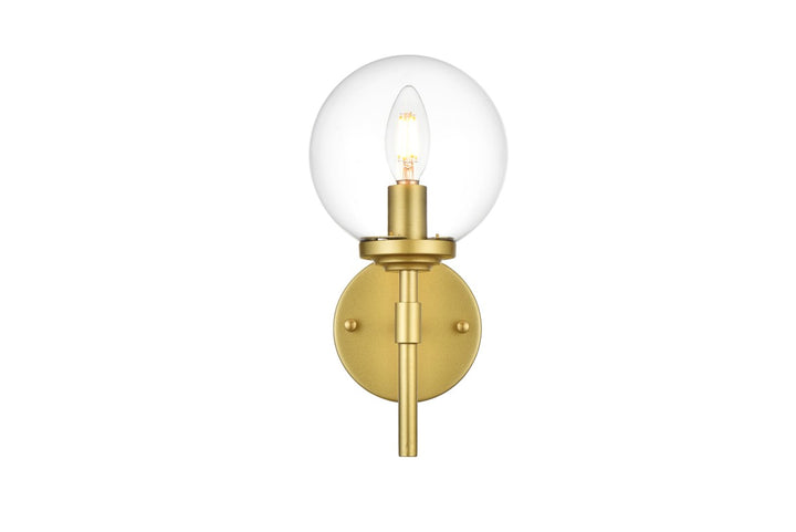 Elegant Ingrid LD7302W6BRA Bath Vanity Light 6 in. wide - Brass And Clear