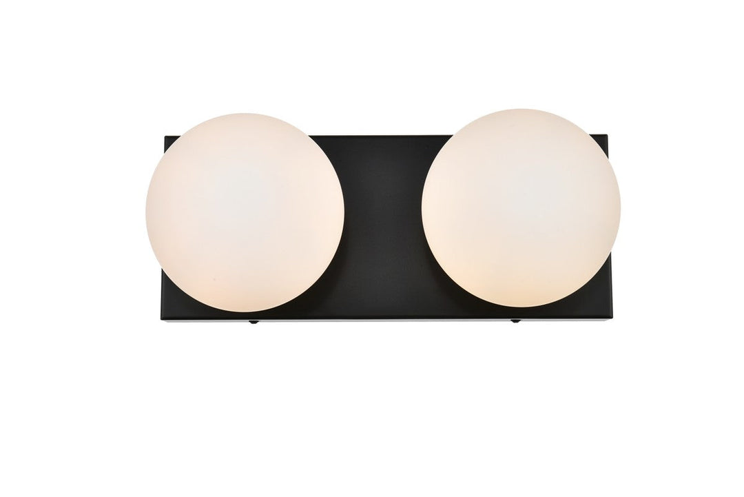 Elegant Jaylin LD7303W14BLK Bath Vanity Light 14 in. wide - Black And Frosted White