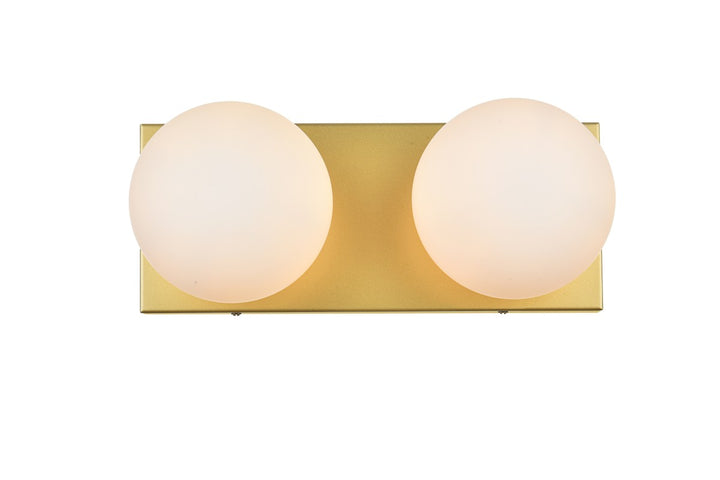 Elegant Jaylin LD7303W14BRA Bath Vanity Light 14 in. wide - Brass And Frosted White