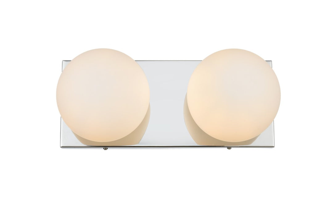 Elegant Jaylin LD7303W14CH Bath Vanity Light 14 in. wide - Chrome And Frosted White