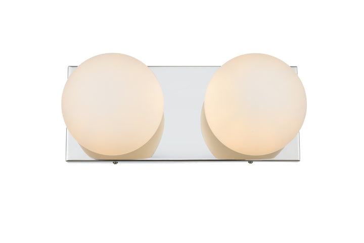 Elegant Jaylin LD7303W14CH Bath Vanity Light 14 in. wide - Chrome And Frosted White