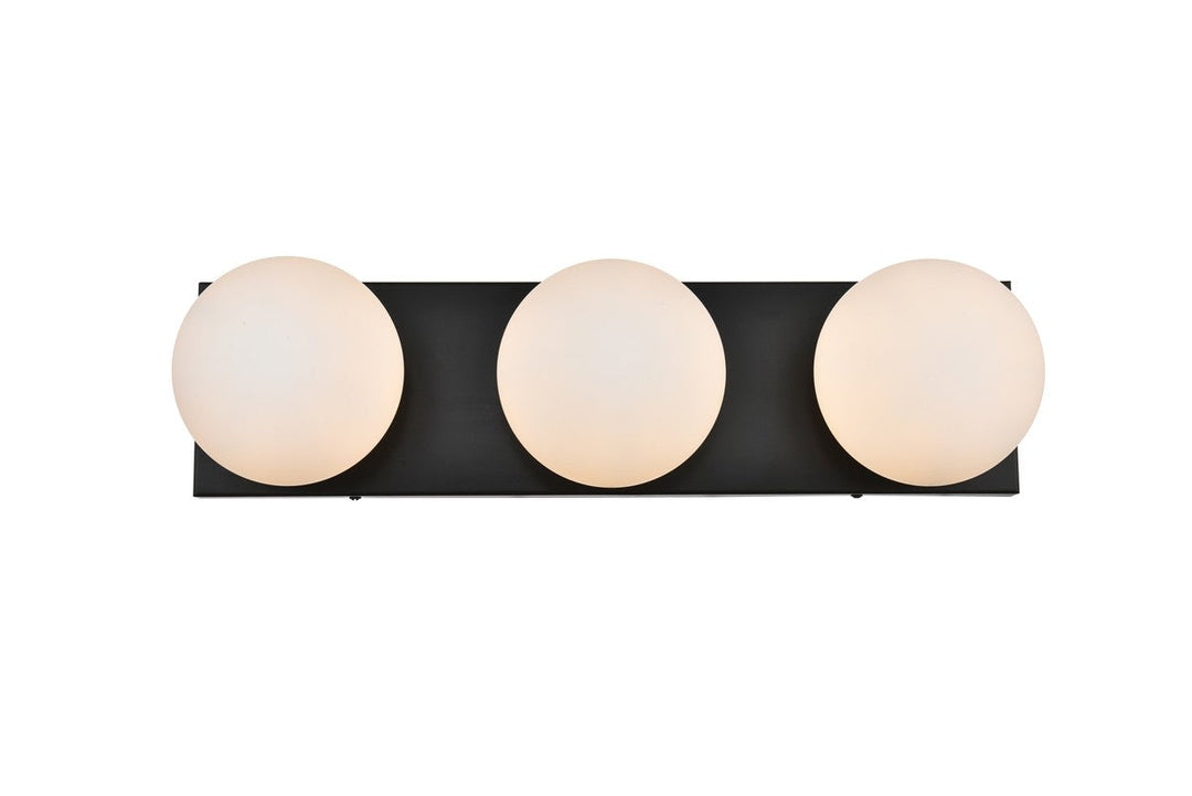 Elegant Jaylin LD7303W22BLK Bath Vanity Light 22 in. wide - Black And Frosted White