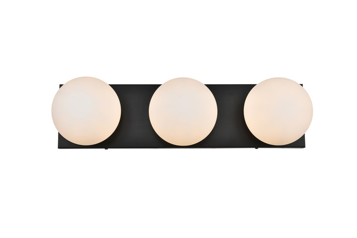 Elegant Jaylin LD7303W22BLK Bath Vanity Light 22 in. wide - Black And Frosted White