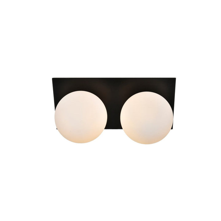 Elegant Jillian LD7304W14BLK Bath Vanity Light 14 in. wide - Black And Frosted White