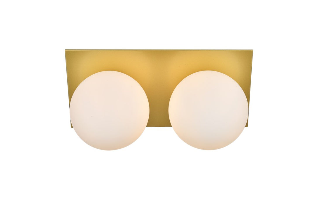 Elegant Jillian LD7304W14BRA Bath Vanity Light 14 in. wide - Brass And Frosted White