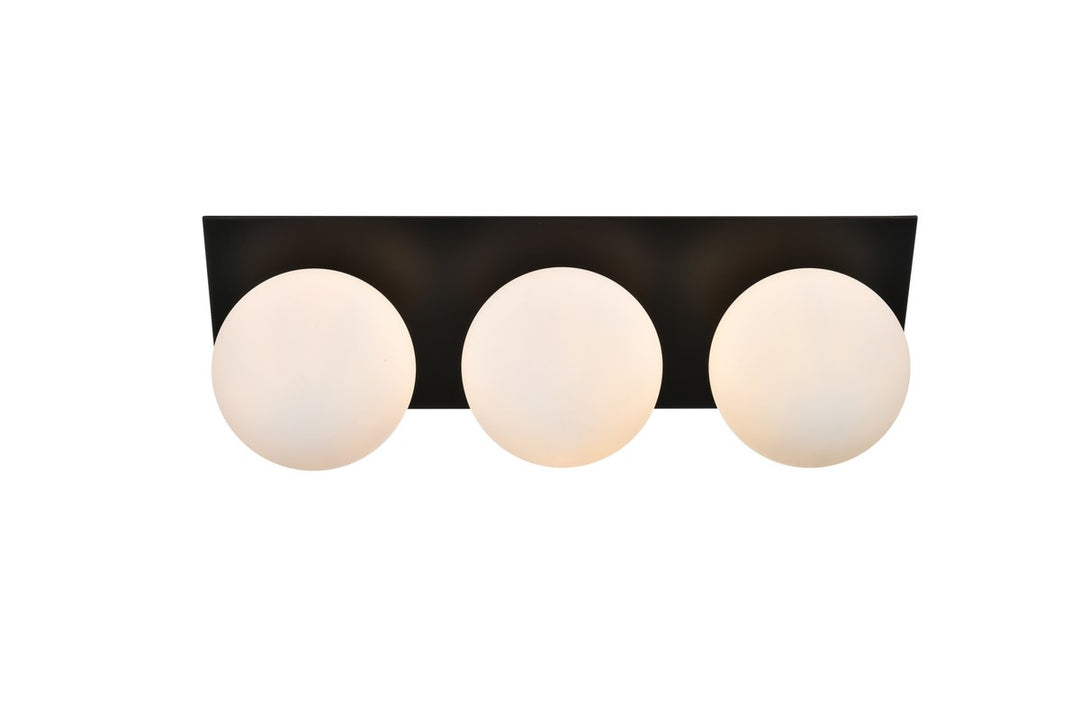 Elegant Jillian LD7304W22BLK Bath Vanity Light 22 in. wide - Black And Frosted White