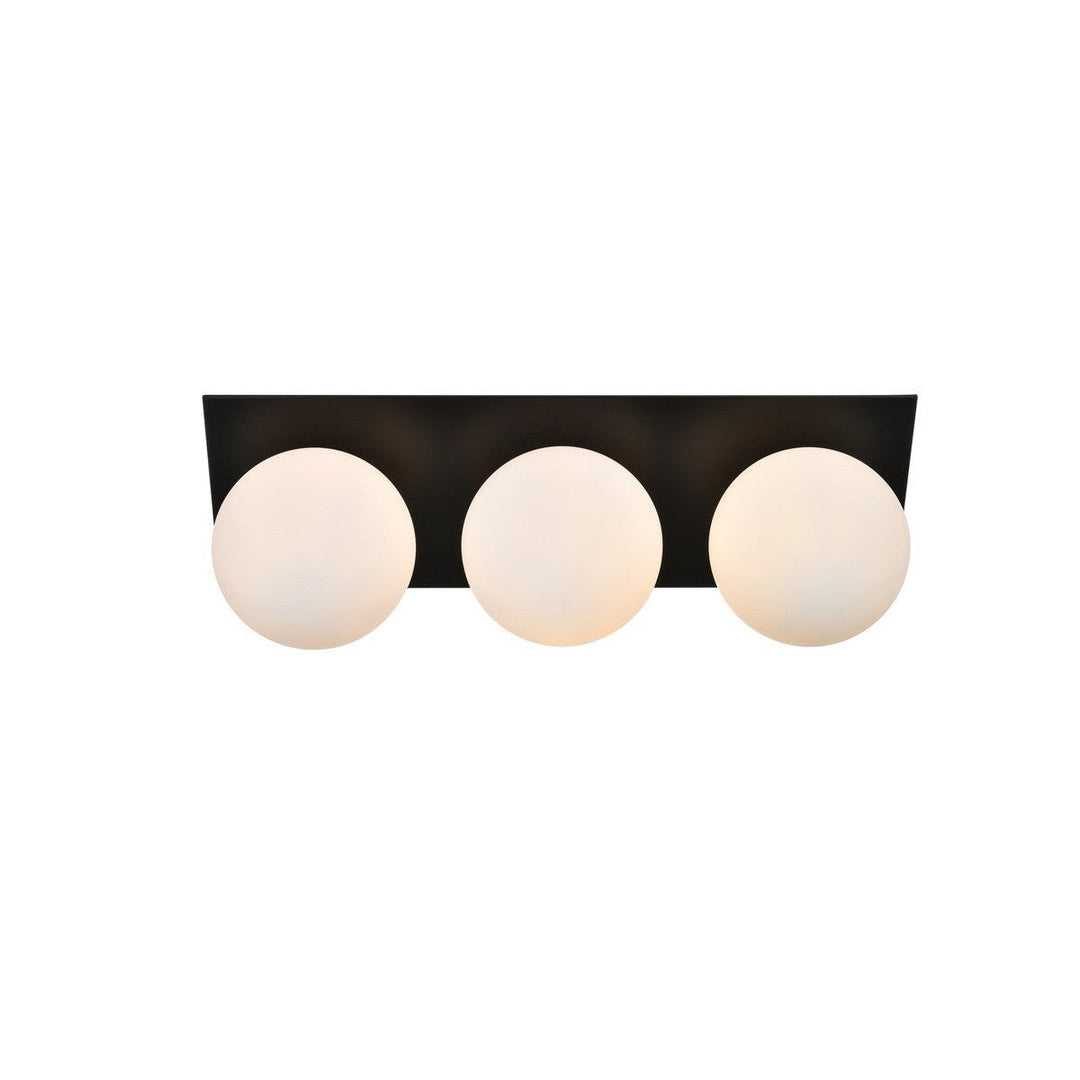 Elegant Jillian LD7304W22BLK Bath Vanity Light 22 in. wide - Black And Frosted White