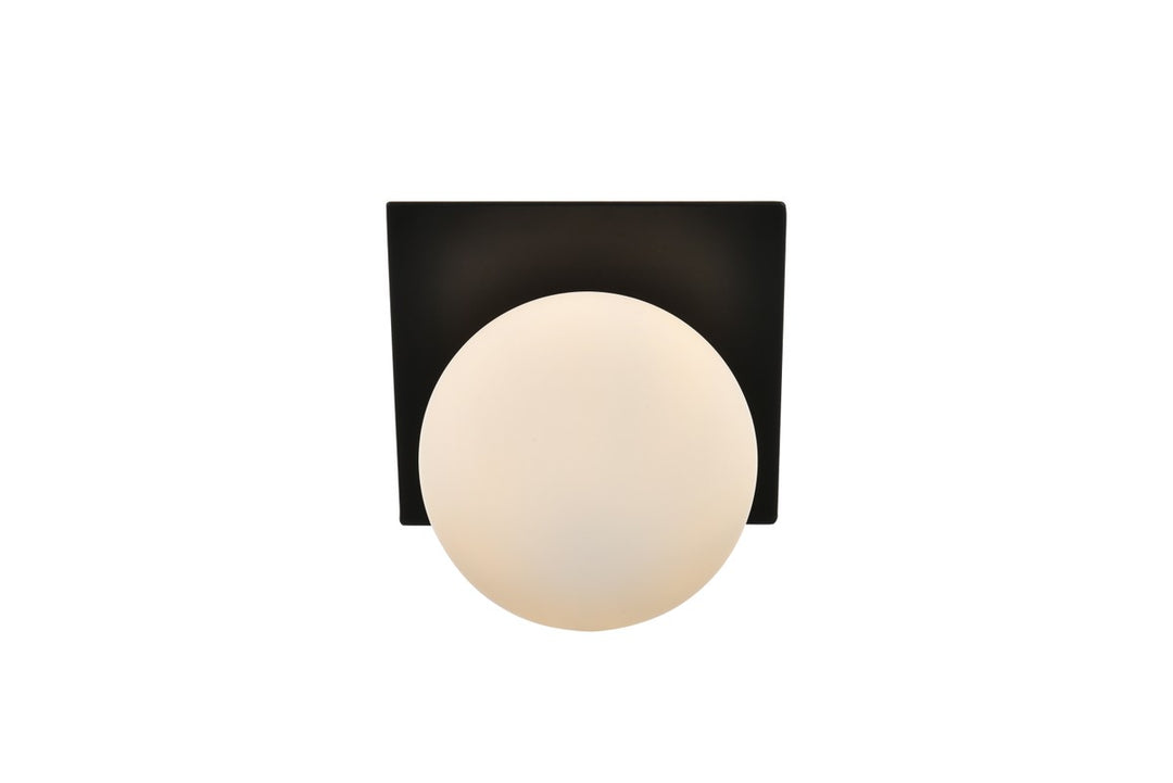 Elegant Jillian LD7304W7BLK Bath Vanity Light 7 in. wide - Black And Frosted White