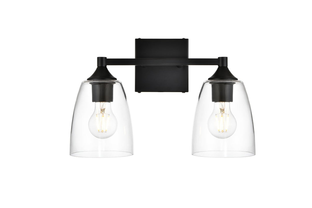 Elegant Gianni LD7307W15BLK Bath Vanity Light 15 in. wide - Black And Clear