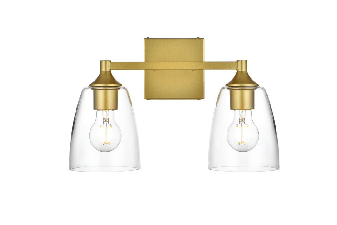 Elegant Gianni LD7307W15BRA Bath Vanity Light 15 in. wide - Brass And Clear