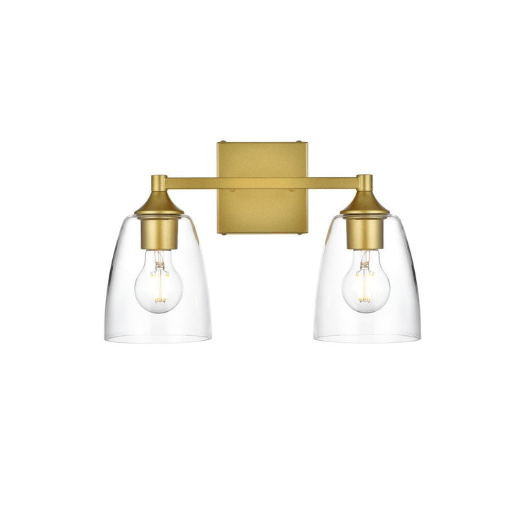 Elegant Gianni LD7307W15BRA Bath Vanity Light 15 in. wide - Brass And Clear