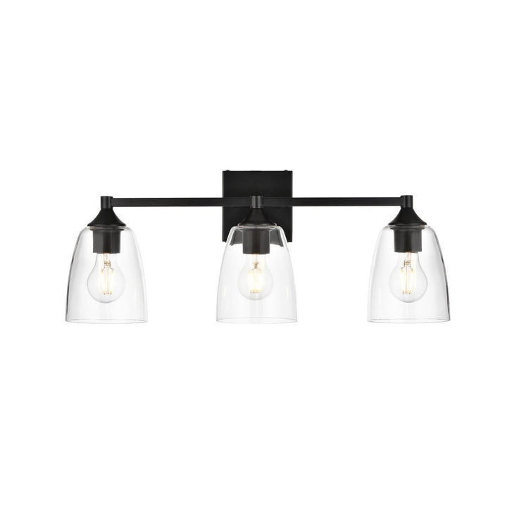 Elegant Gianni LD7307W24BLK Bath Vanity Light 24 in. wide - Black And Clear