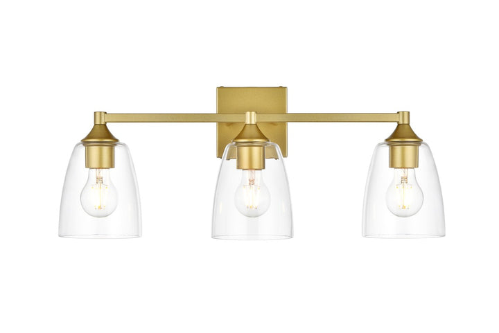 Elegant Gianni LD7307W24BRA Bath Vanity Light 24 in. wide - Brass And Clear