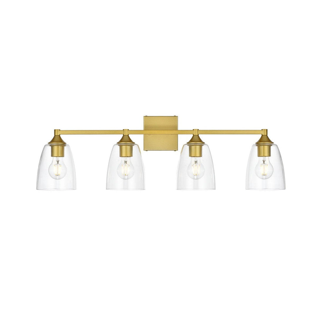 Elegant Gianni LD7307W32BRA Bath Vanity Light 32 in. wide - Brass And Clear