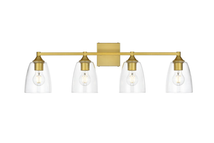 Elegant Gianni LD7307W32BRA Bath Vanity Light 32 in. wide - Brass And Clear