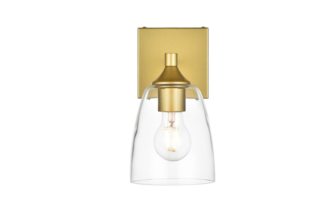 Elegant Gianni LD7307W5BRA Bath Vanity Light 5 in. wide - Brass And Clear