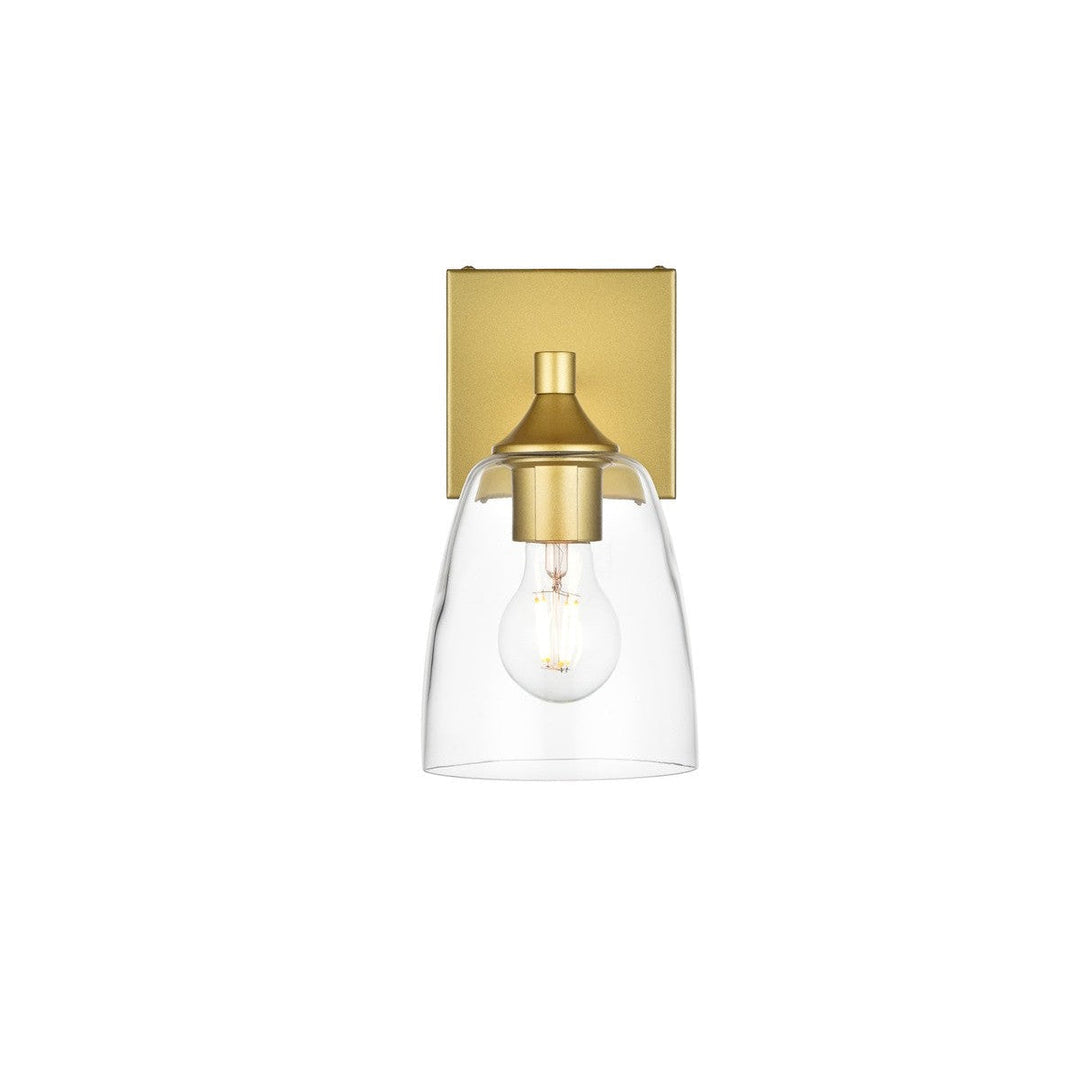 Elegant Gianni LD7307W5BRA Bath Vanity Light 5 in. wide - Brass And Clear