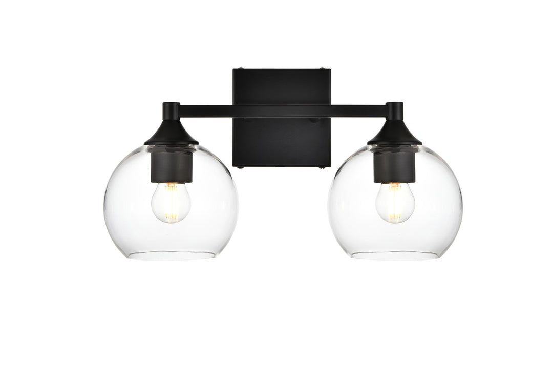 Elegant Foster LD7308W16BLK Bath Vanity Light 16 in. wide - Black And Clear