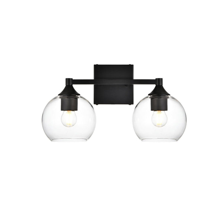 Elegant Foster LD7308W16BLK Bath Vanity Light 16 in. wide - Black And Clear