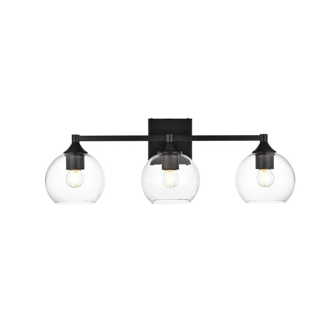 Elegant Foster LD7308W25BLK Bath Vanity Light 25 in. wide - Black And Clear