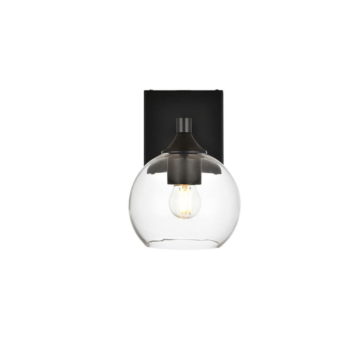 Elegant Foster LD7308W6BLK Bath Vanity Light 6 in. wide - Black And Clear