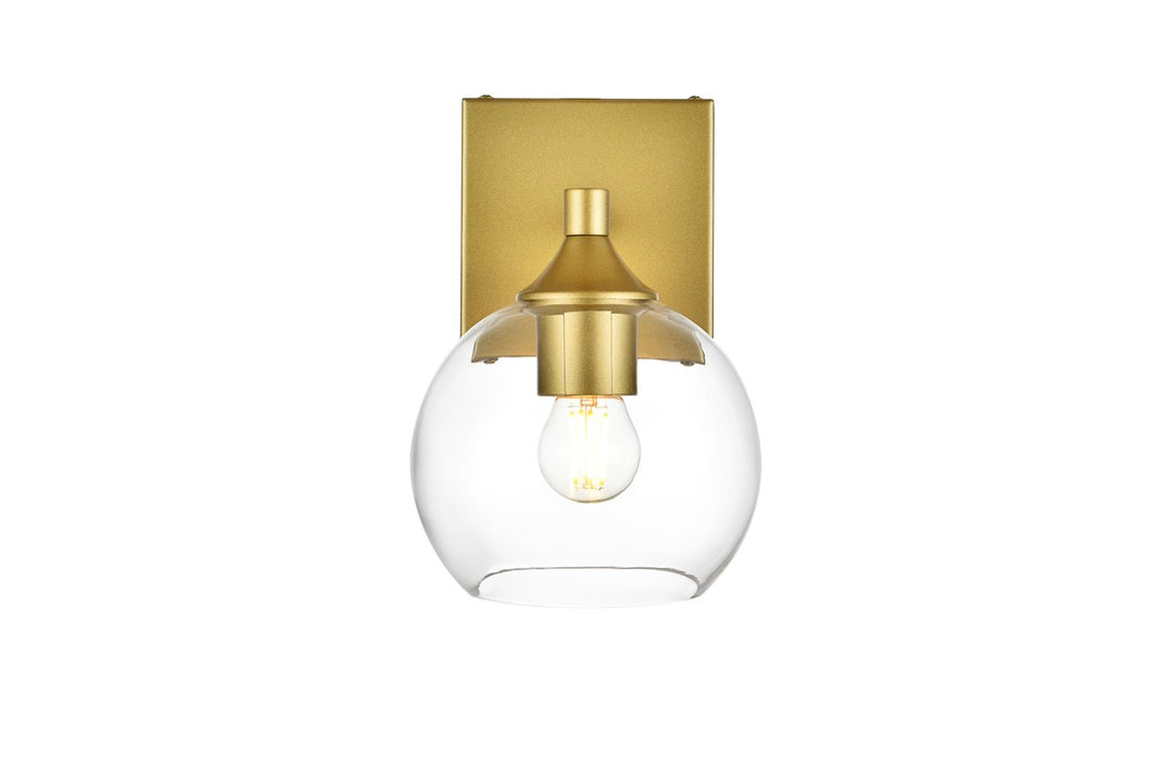 Elegant Foster LD7308W6BRA Bath Vanity Light 6 in. wide - Brass And Clear