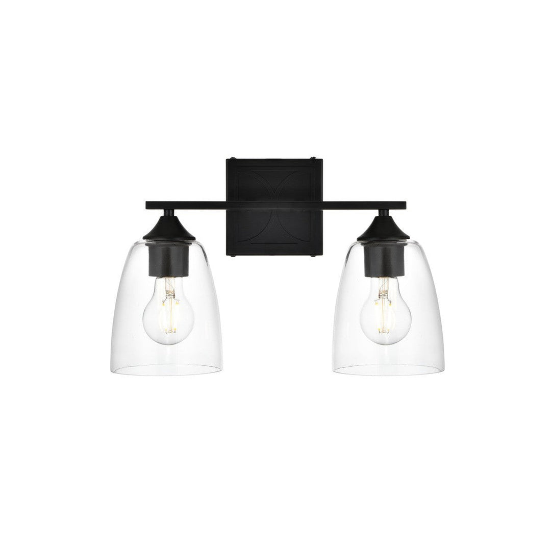 Elegant Harris LD7309W15BLK Bath Vanity Light 15 in. wide - Black And Clear