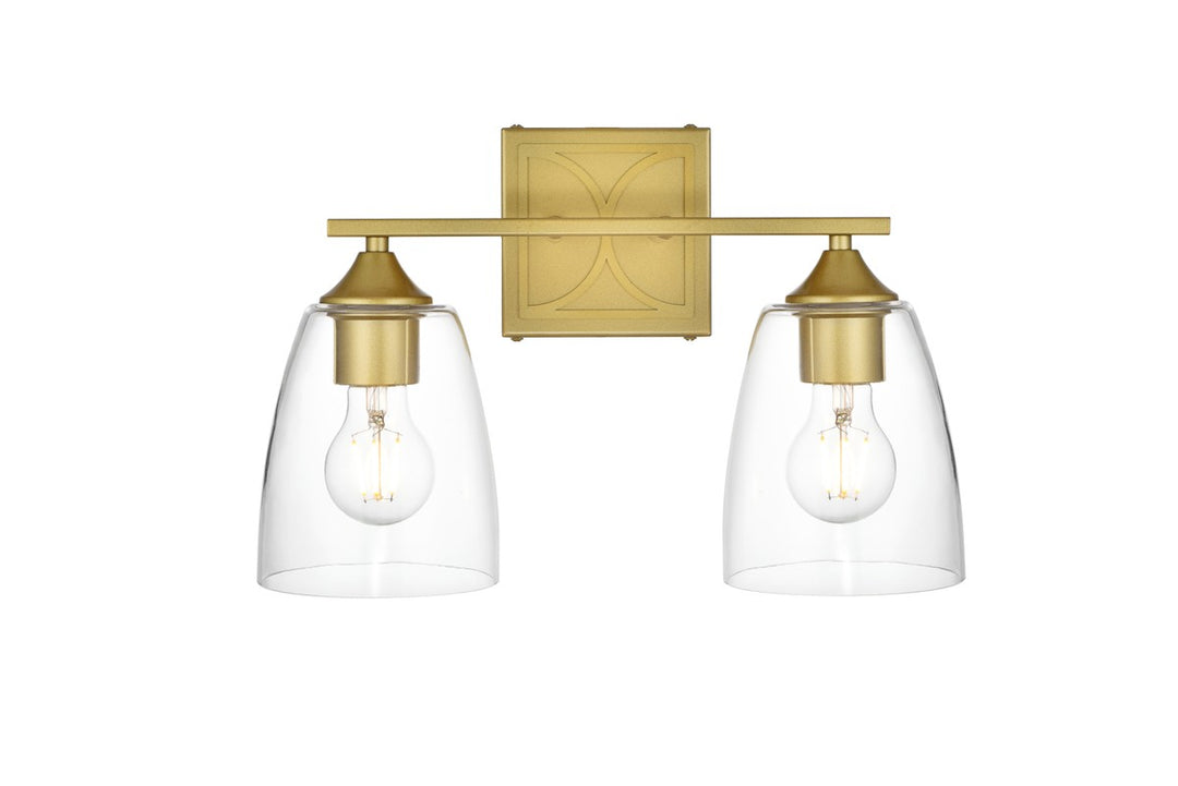 Elegant Harris LD7309W15BRA Bath Vanity Light 15 in. wide - Brass And Clear