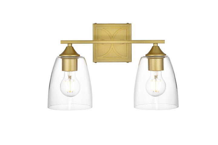 Elegant Harris LD7309W15BRA Bath Vanity Light 15 in. wide - Brass And Clear