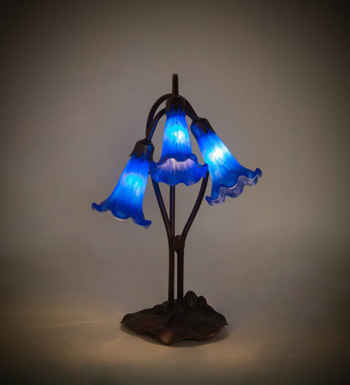 Meyda Tiffany Lighting 13746 Blue Three Light Accent Lamp Lamp Bronze / Dark