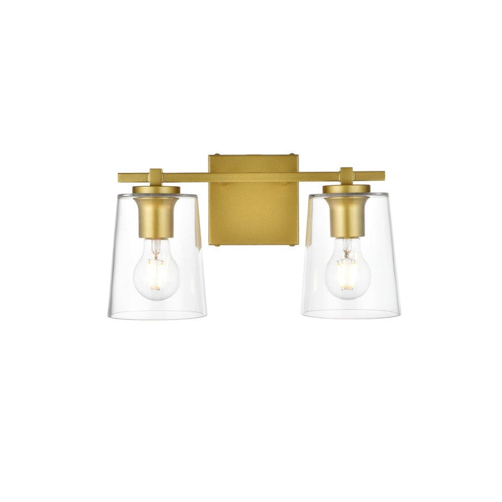 Elegant Kacey LD7310W14BRA Bath Vanity Light 14 in. wide - Brass And Clear