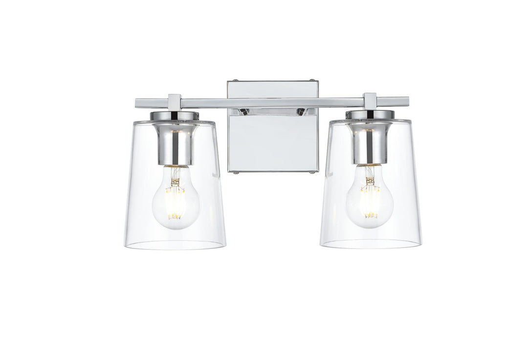 Elegant Kacey LD7310W14CH Bath Vanity Light 14 in. wide - Chrome And Clear