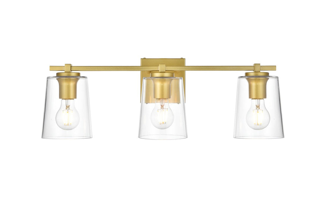 Elegant Kacey LD7310W23BRA Bath Vanity Light 23 in. wide - Brass And Clear