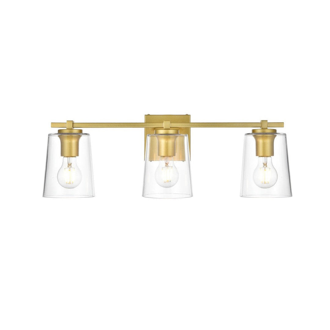 Elegant Kacey LD7310W23BRA Bath Vanity Light 23 in. wide - Brass And Clear