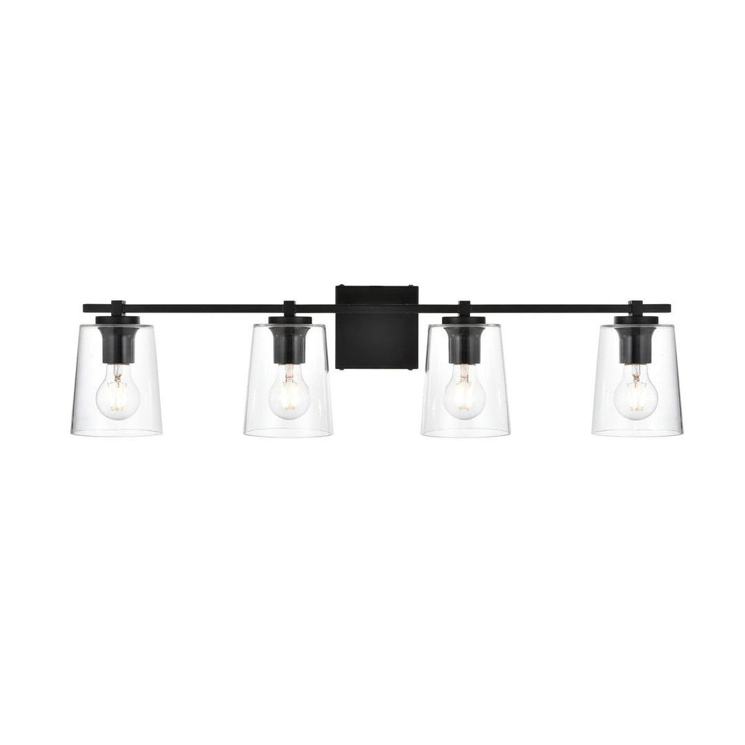 Elegant Kacey LD7310W33BLK Bath Vanity Light 33 in. wide - Black And Clear